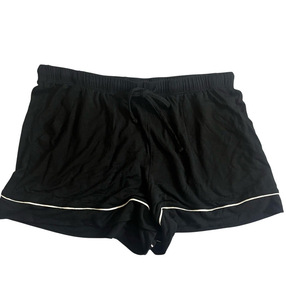 Auden Cloud Knit Pull On Drawstring Pajama Lounge Shorts Womens Medium Black